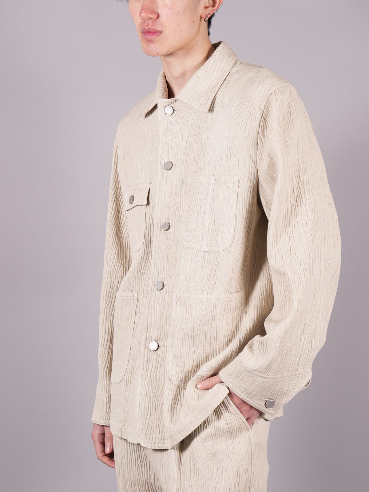 【ラスト1点】 CREPE WORK JACKET / クレープワークジャケット (ベージュ)