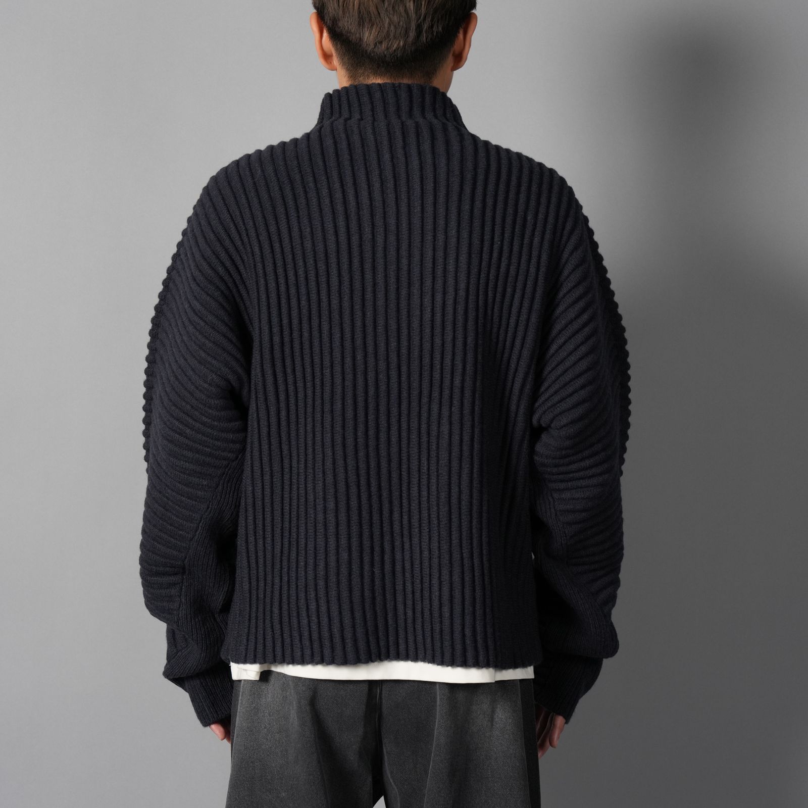 GLOBE RIB KNIT CARDIGAN  / グローブ リブ ニットカーディガン (マリン)