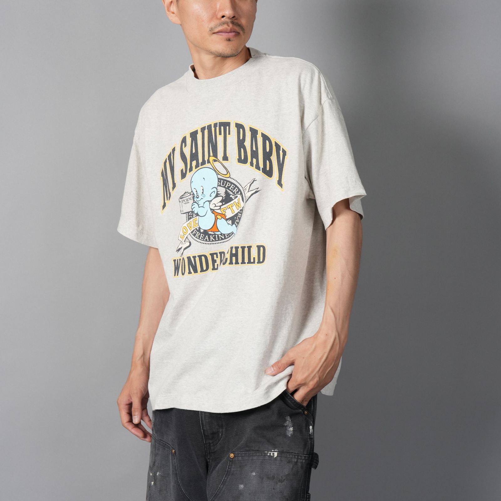 【ラスト1点】SM-HR1-0000-027 / SS TEE / SAINT BABY / GREY / Tシャツ (グレー)