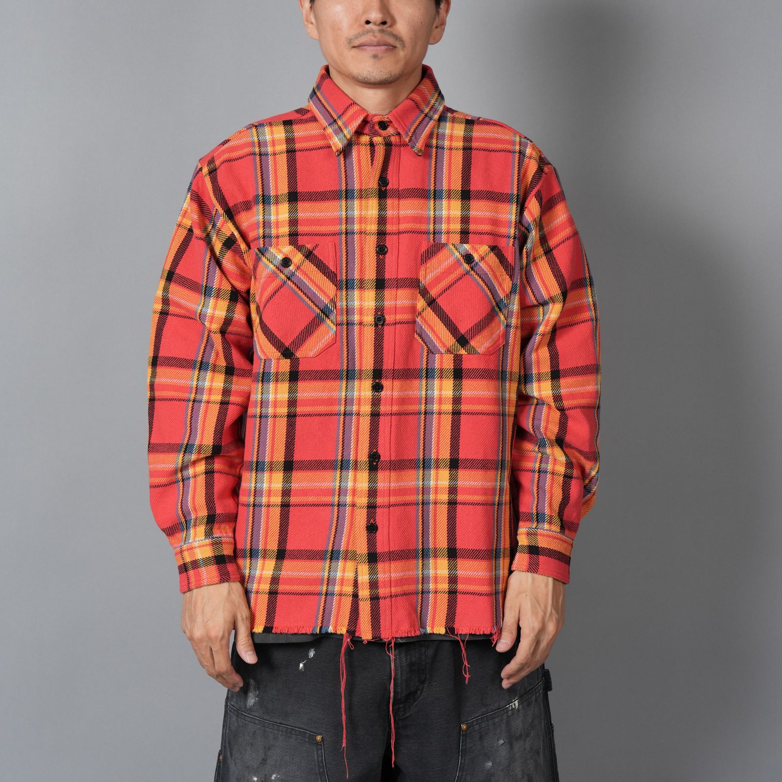 DAMAGED FLANNEL SHIRTS / ネルシャツ (オレンジ)