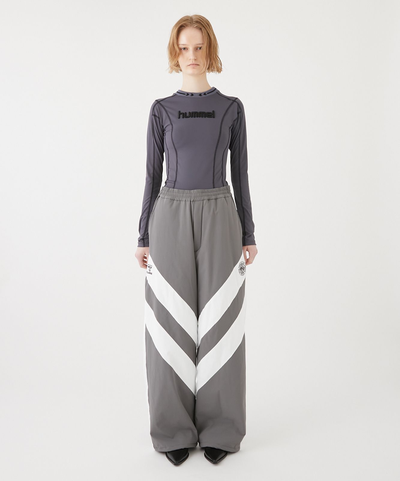 CHEVRON PUFFER NYLON TROUSER / ナイロントラウザー (グレー/ホワイト)