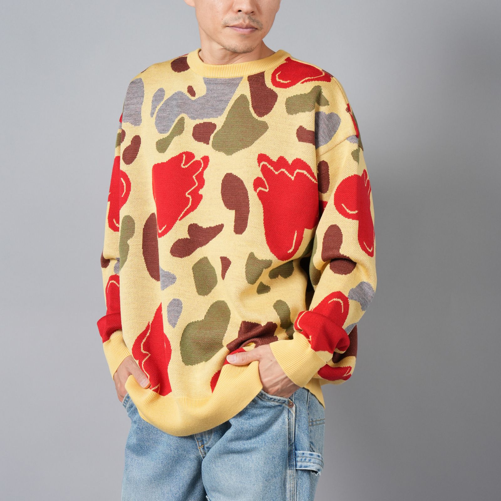 【ラスト1点】HEART CAMO KNIT / ハートカモニット (ベージュ)