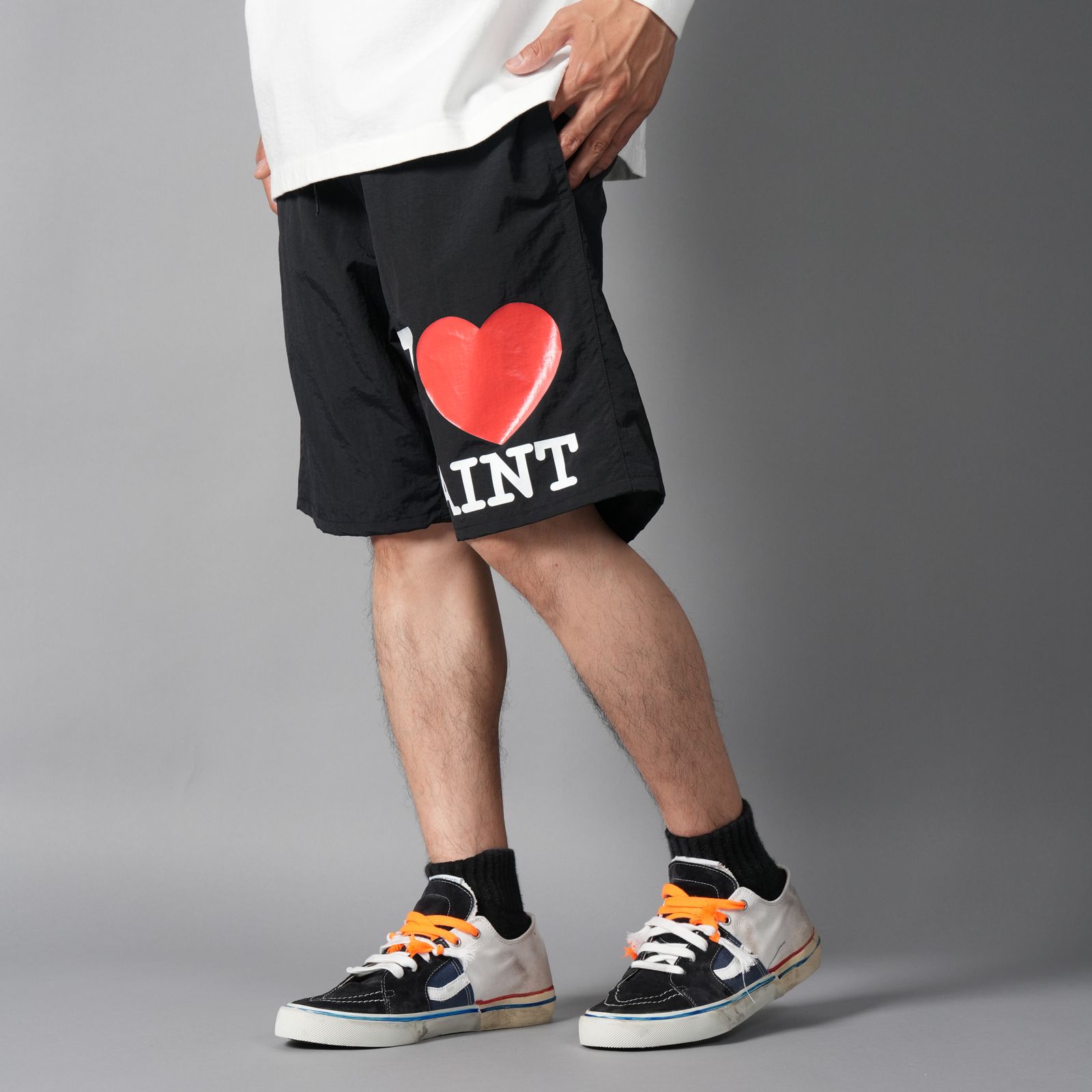 SM-MK8-0000-071 / NYLON SHORTS  / I LOVE SAINT / BLACK / スイムショーツ  (ブラック)