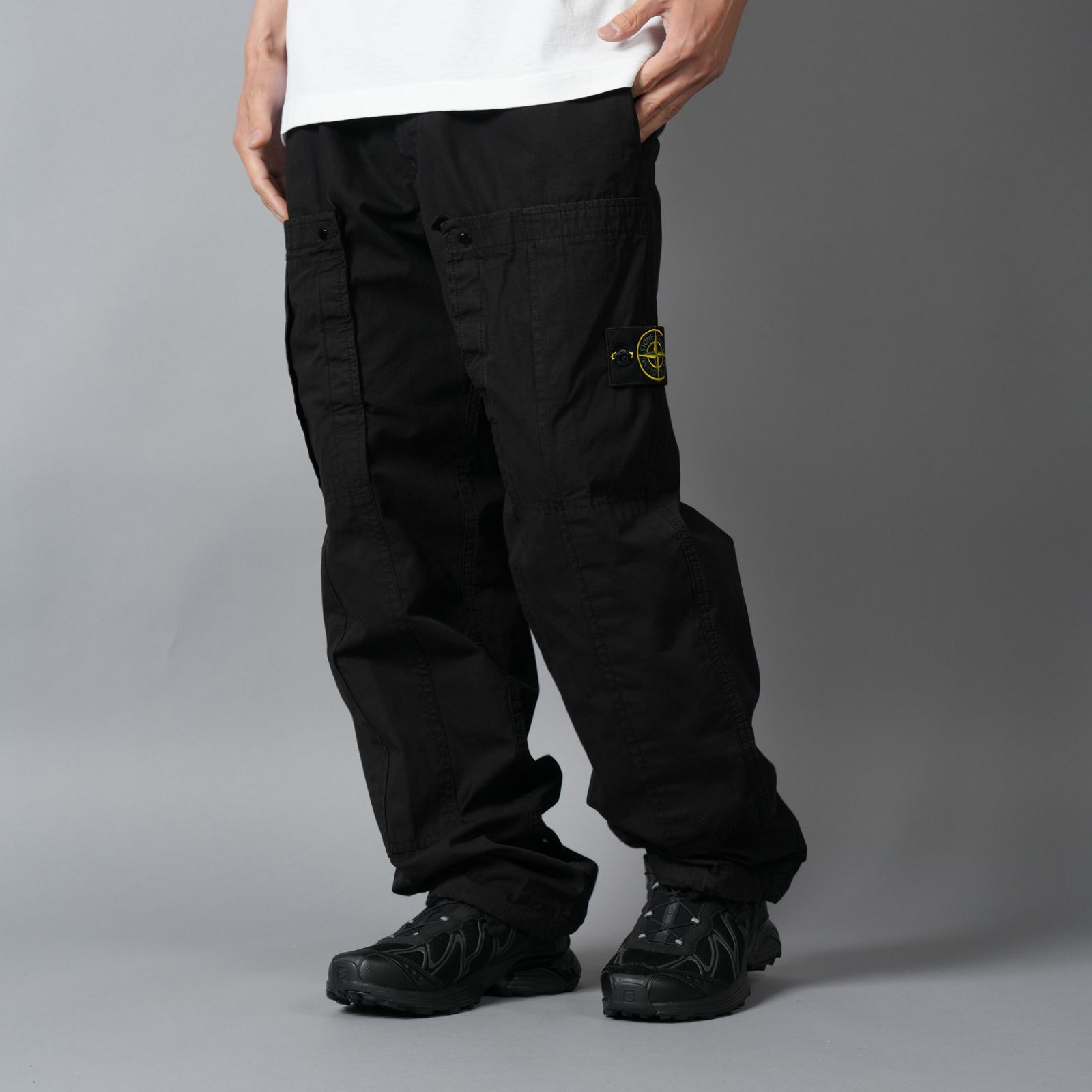 3100007 MERCERISED ORGANIC COTTON RIPSTOP / カーゴパンツ (ブラック)