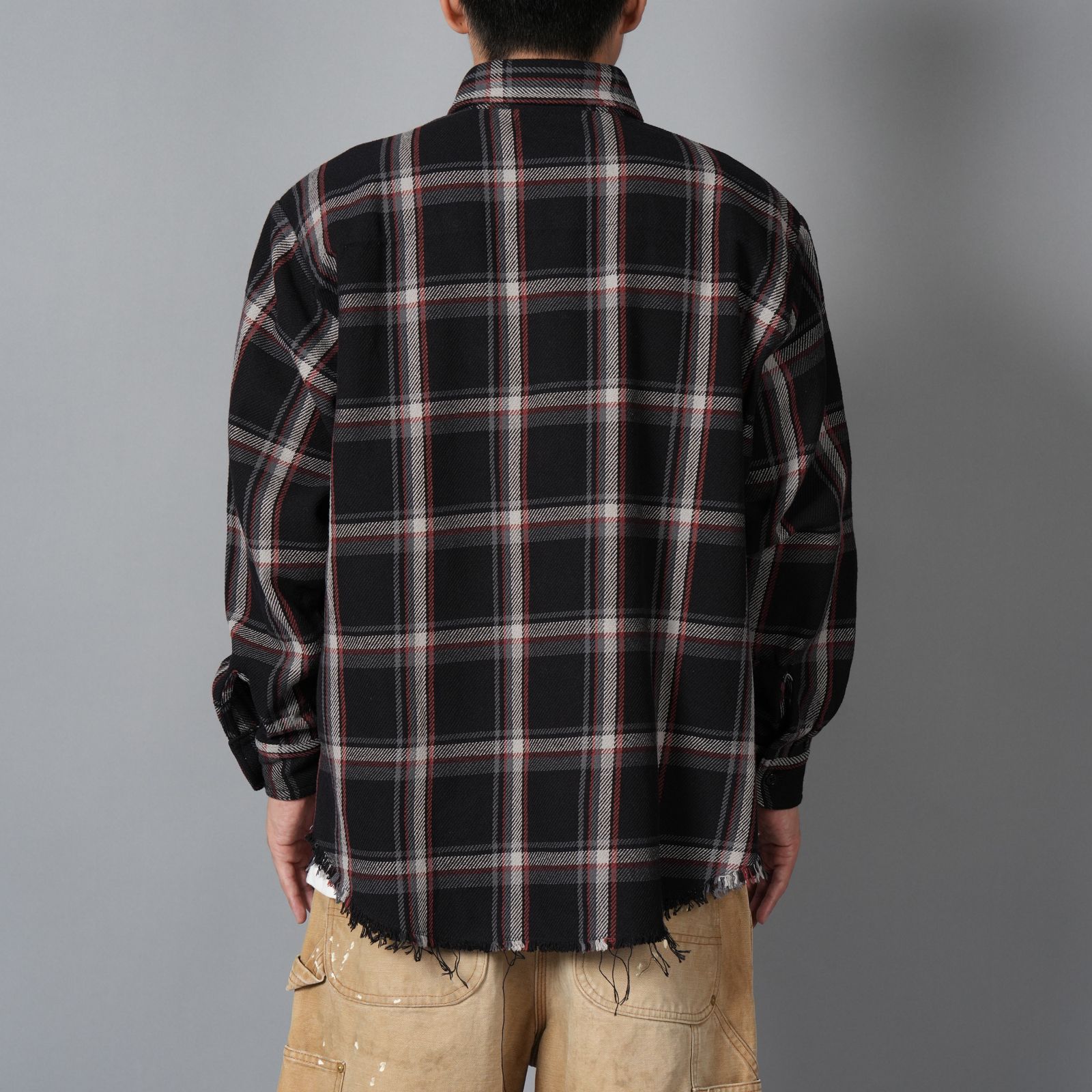 DAMAGED FLANNEL SHIRTS / ネルシャツ (ブラック)