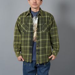 【ラスト1点】Used Shirt / ユーズドシャツ / ネルシャツ  (カーキ)