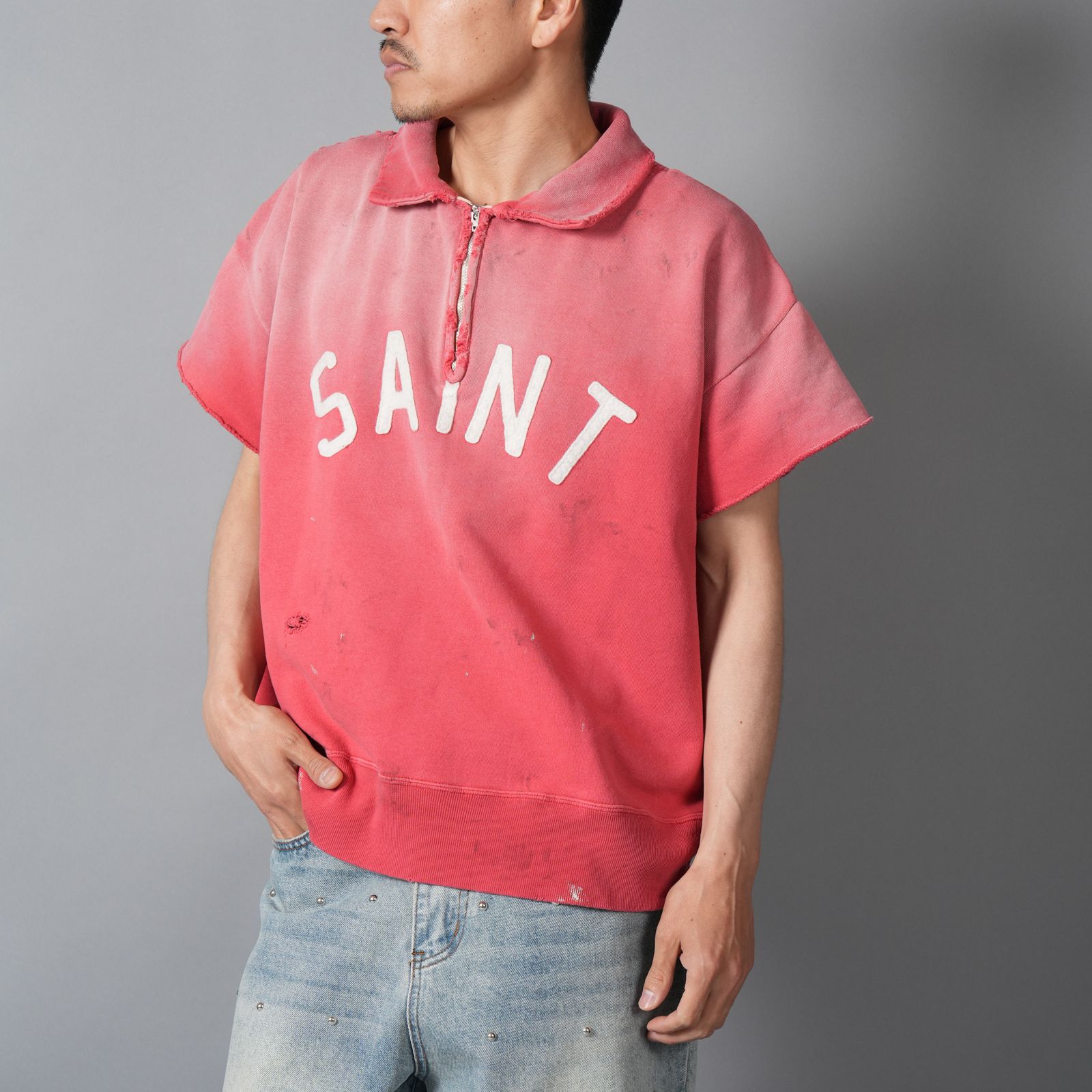 【残りわずか】SM-MK8-0000-053 / SS HALF ZIP SWEAT / SAINT / RED / ハーフジップスウェット(レッド)