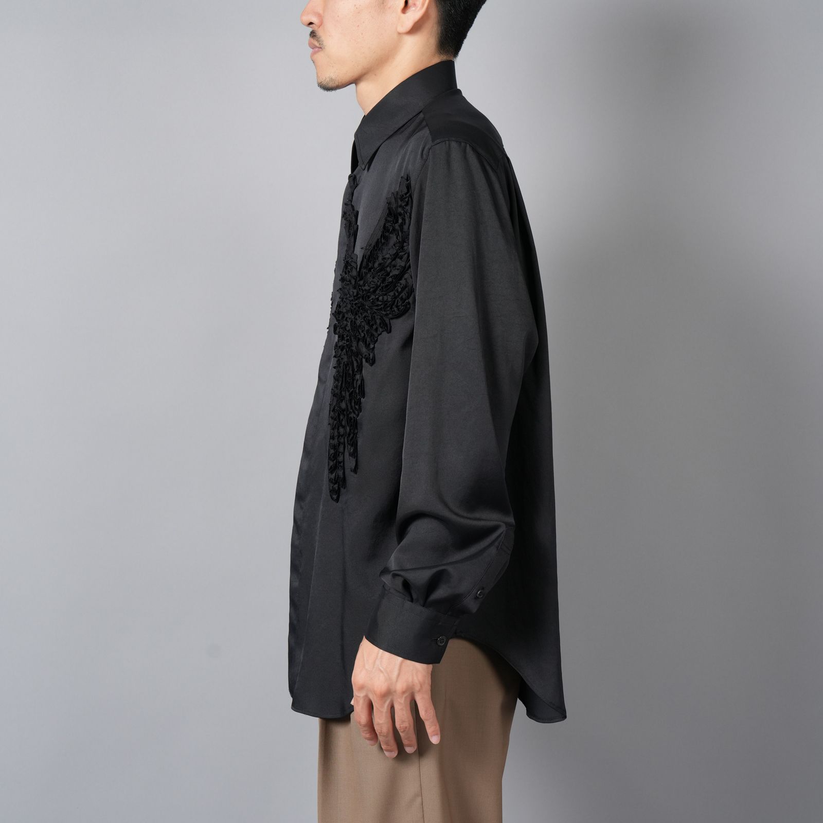 【ラスト1点】BIRD EMBROIDERY SHIRTS / バード エンブロイダリー シャツ (ブラック)