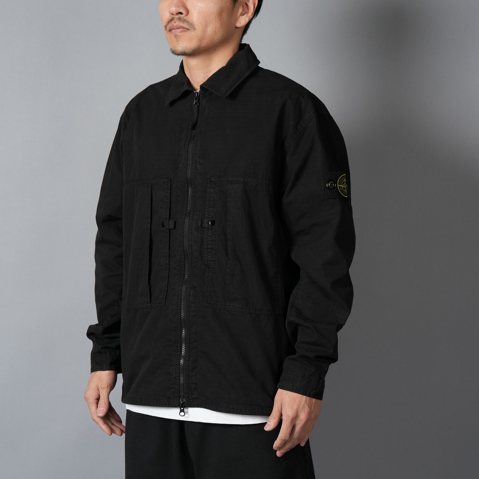 1200005 / MERCERISED ORGANIC COTTON RIPSTOP / オーバーシャツ(ブラック)