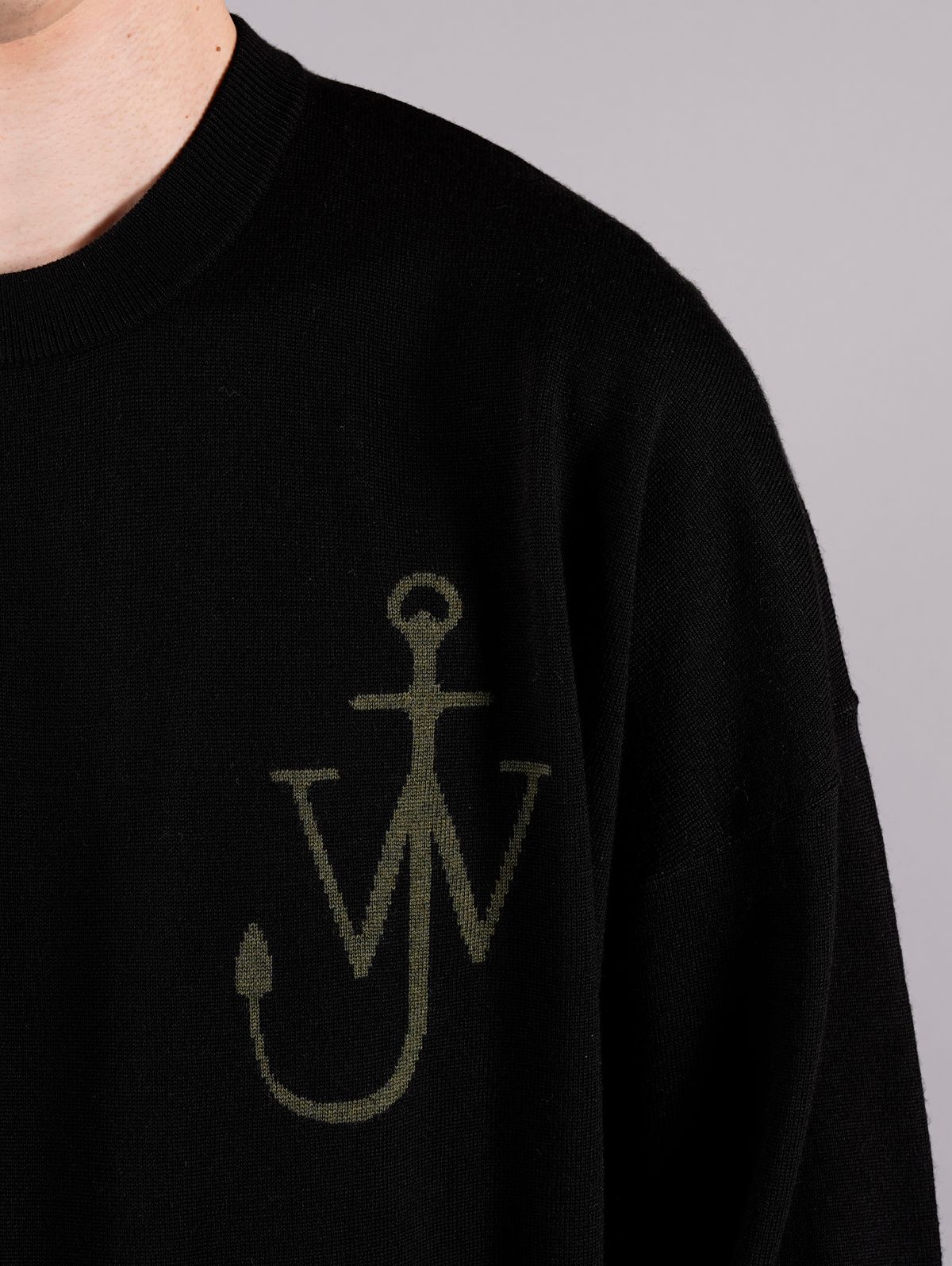 ラスト1点 / ANCHOR CREWNECK JUMPER / アンカークルーネックジャンパー  (ブラック/グリーン)