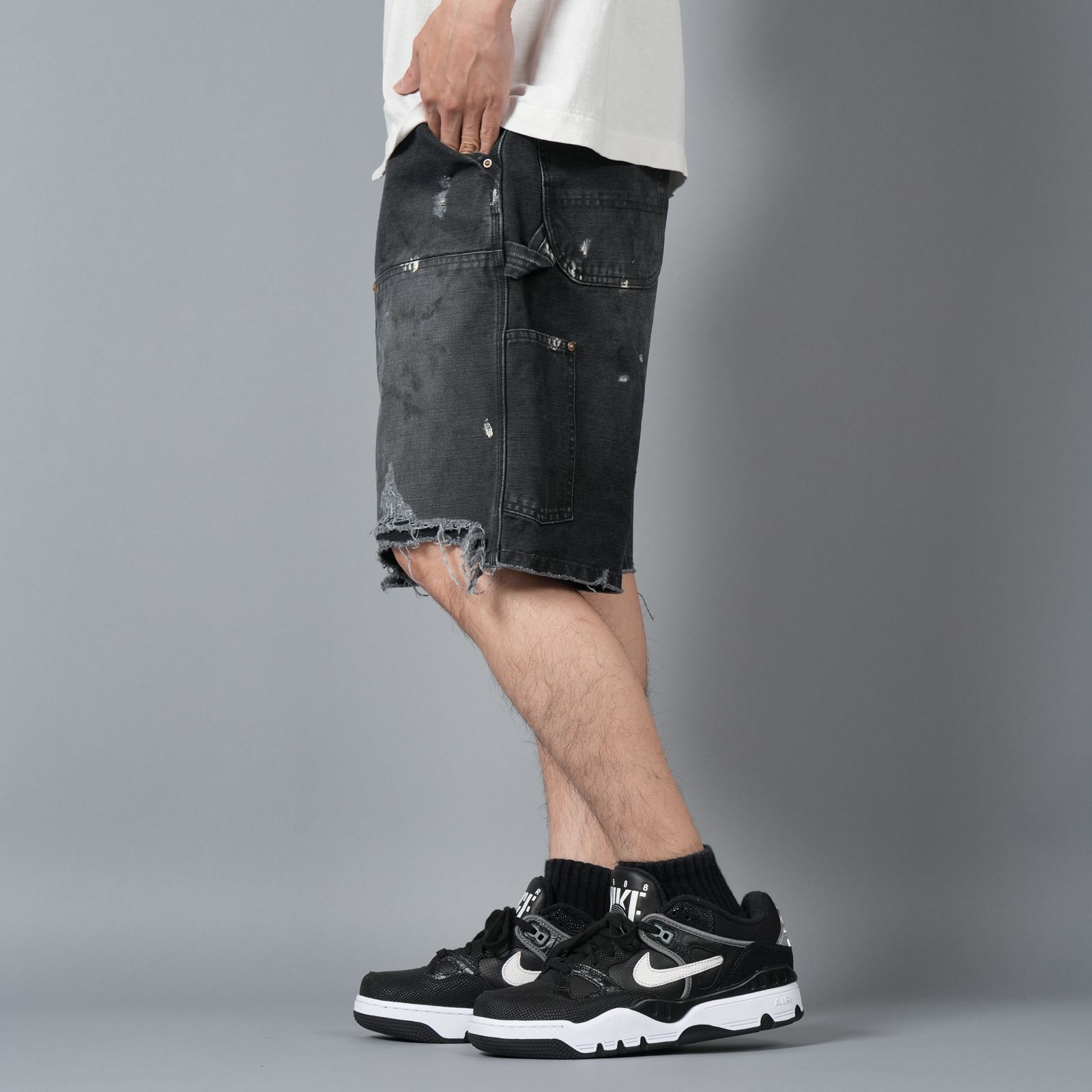 SM-HR8-0000-071 / DOUBLE KNEE SHORTS / BLACK / ダブルニーショーツ (ブラック)