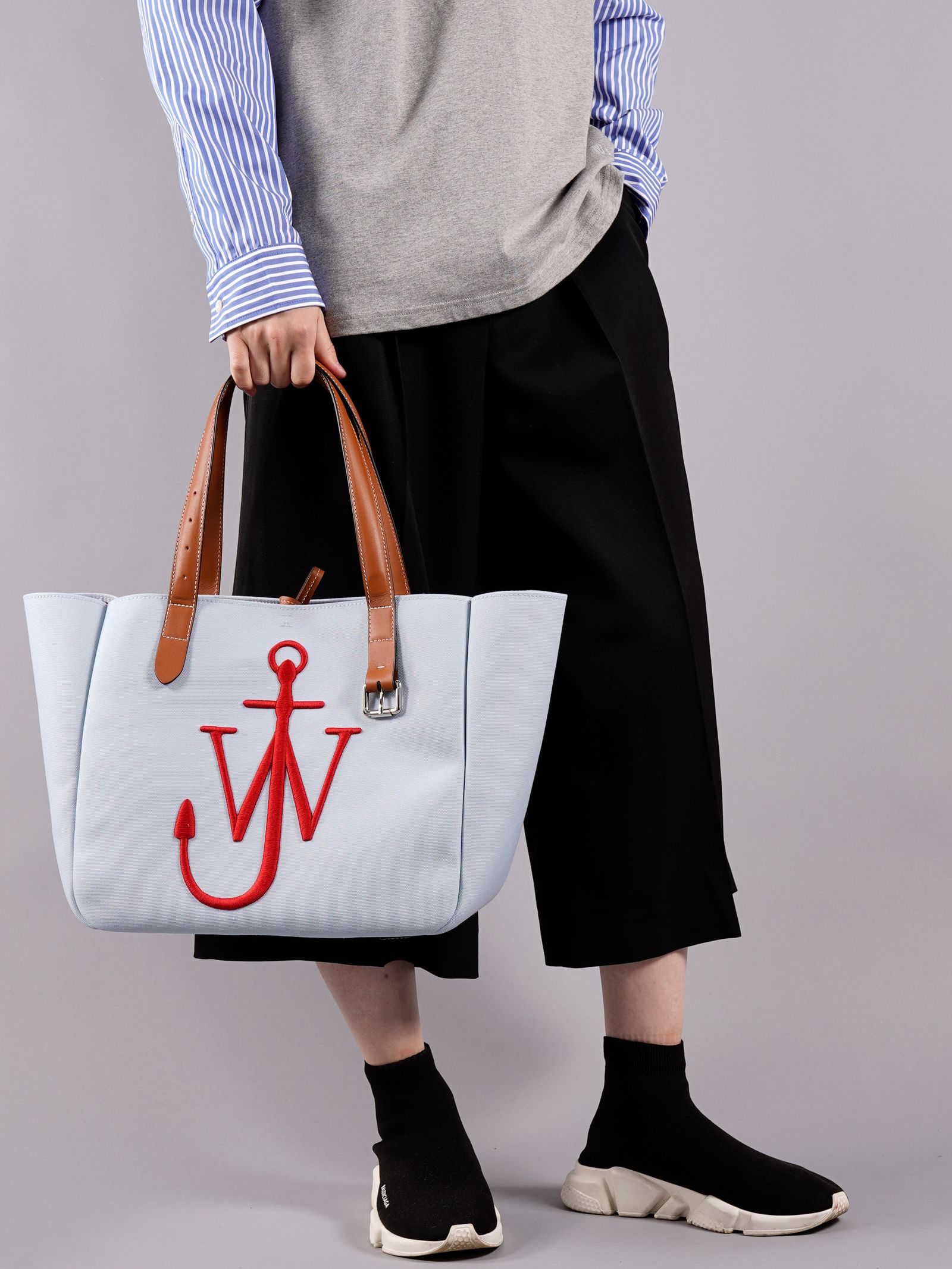 ラスト1点 / RECYCLED CANVAS BELT TOTE / リサイクルド キャンバス トート バック (レッド/ブルー)