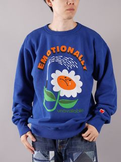 【ラスト1点】 EU-A21-0000-004 / CREW SWEATSH FLOWER / クルー スウェットシャツ フラワー   (ブルー)