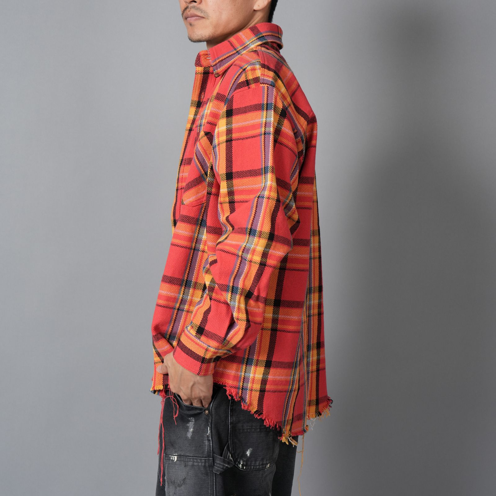 DAMAGED FLANNEL SHIRTS / ネルシャツ (オレンジ)