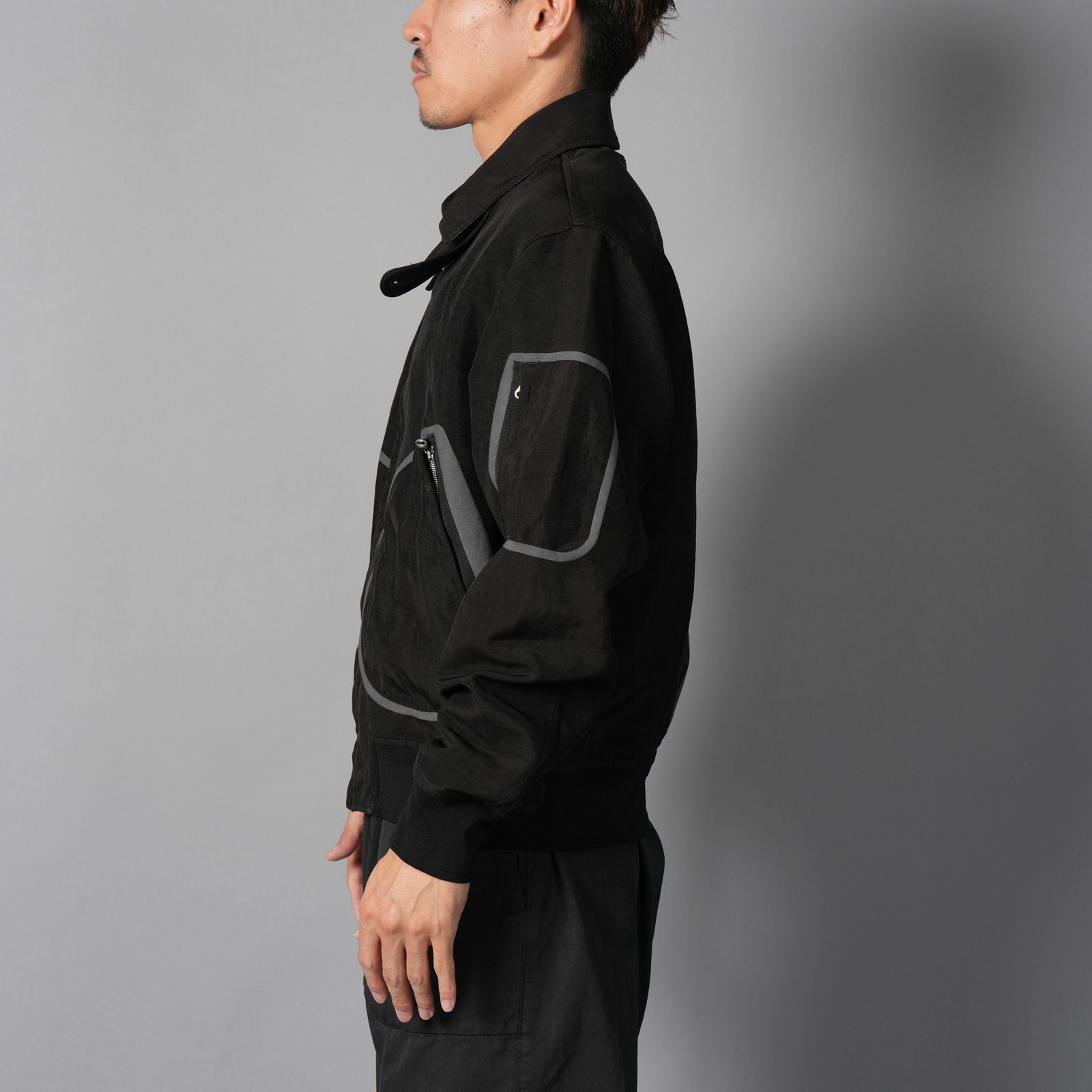 OUTERWEAR MEDIUM JACKET IN TRAMA 3D - NYLON FACE / ブルゾン (ブラック)