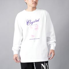 【ラスト1点】 LONG SLEEVE TEE WITH CLUB CRYSTAL GRAPHIC / カットソー・ロンT 【ユニセックス】(ブライトホワイト)