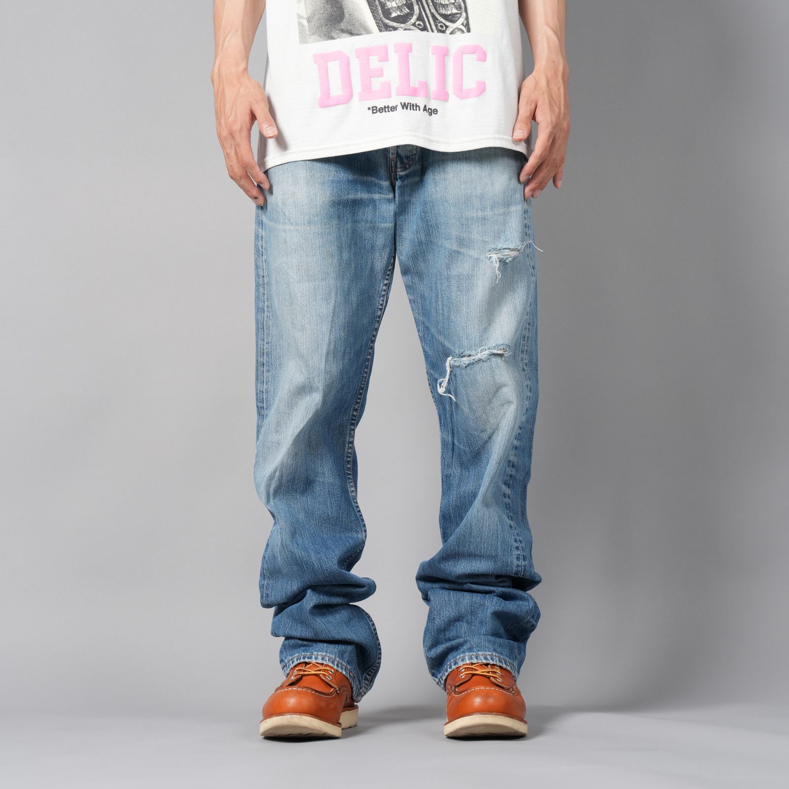 BASICKS x Vintage Levi's Heart Pocket Damage Denim / ハートポケットダメージデニム [32インチ] (ブルー)