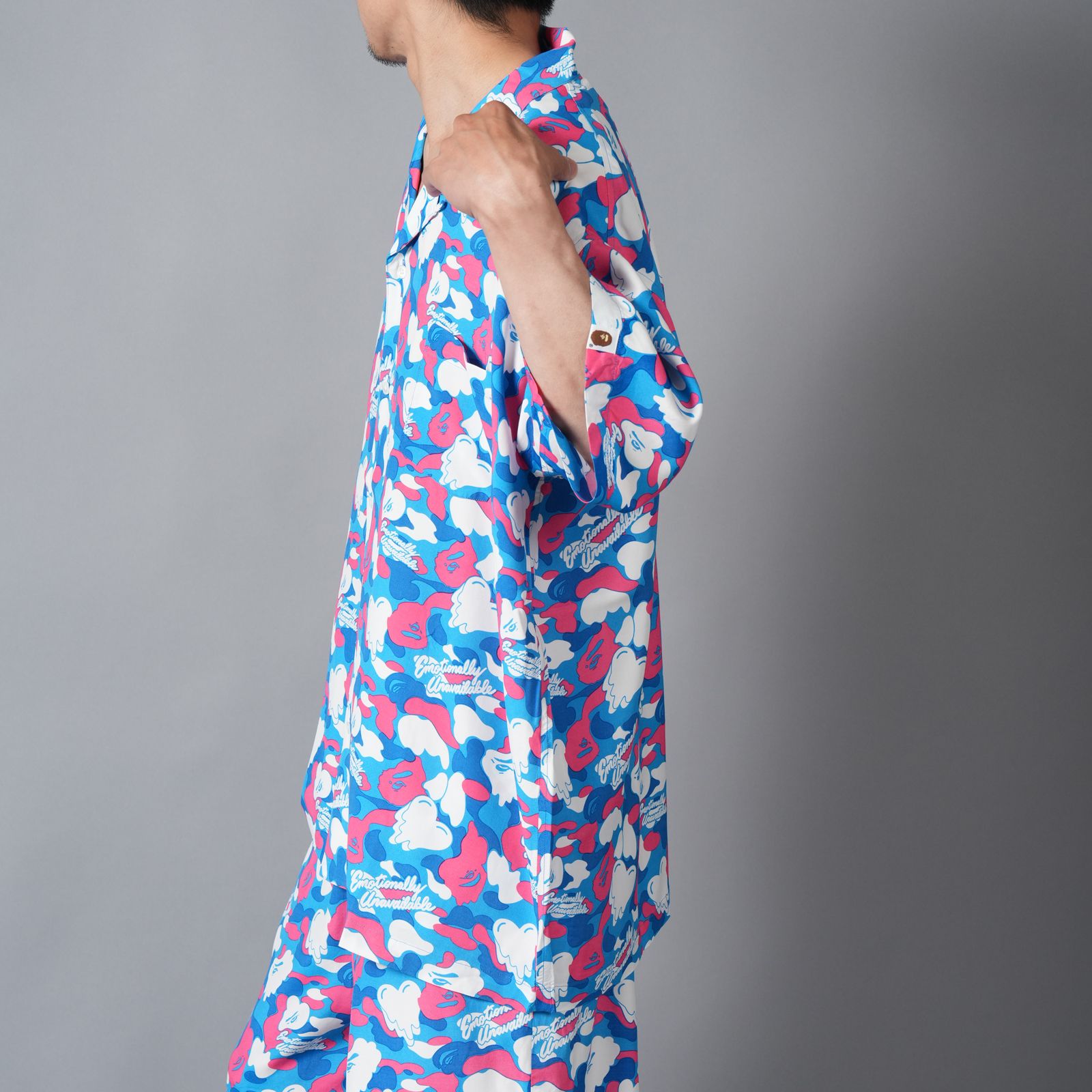 【コラボ】EU-MK8-0000-C03 / EU APE ALOHA SHIRT / BLUE / シャツ (ブルー)