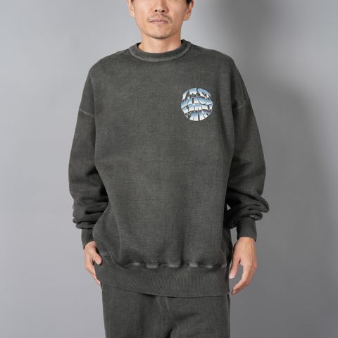 PRINTED CREW NECK "METAL" / クルーネックスウェット (ブラック)