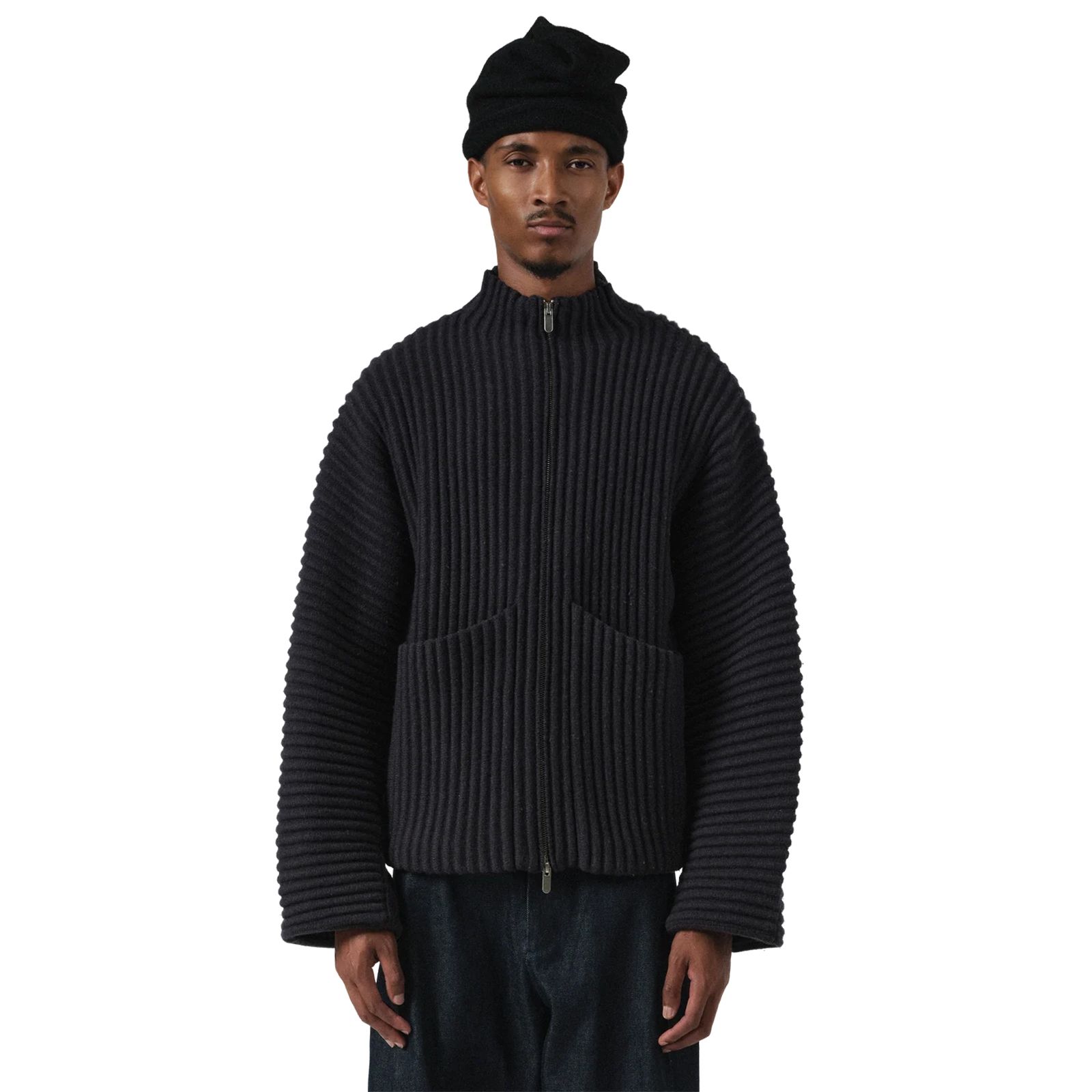 GLOBE RIB KNIT CARDIGAN  / グローブ リブ ニットカーディガン (マリン)