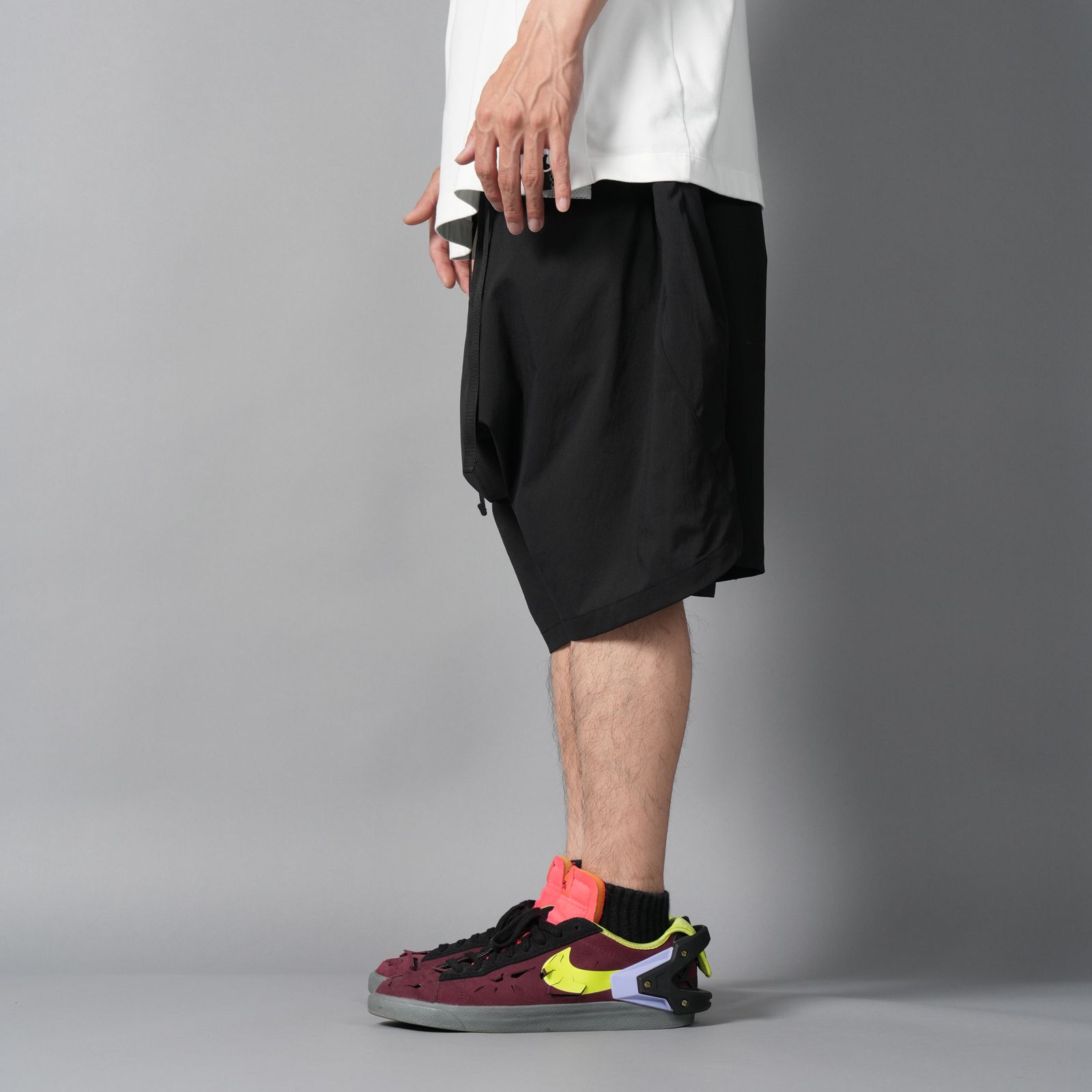 SP62-M / NYLON STRETCH WEB BELT SHORT PANT / ショートパンツ [ウルトラワイドフィット][ストレッチ入り] (ブラック)
