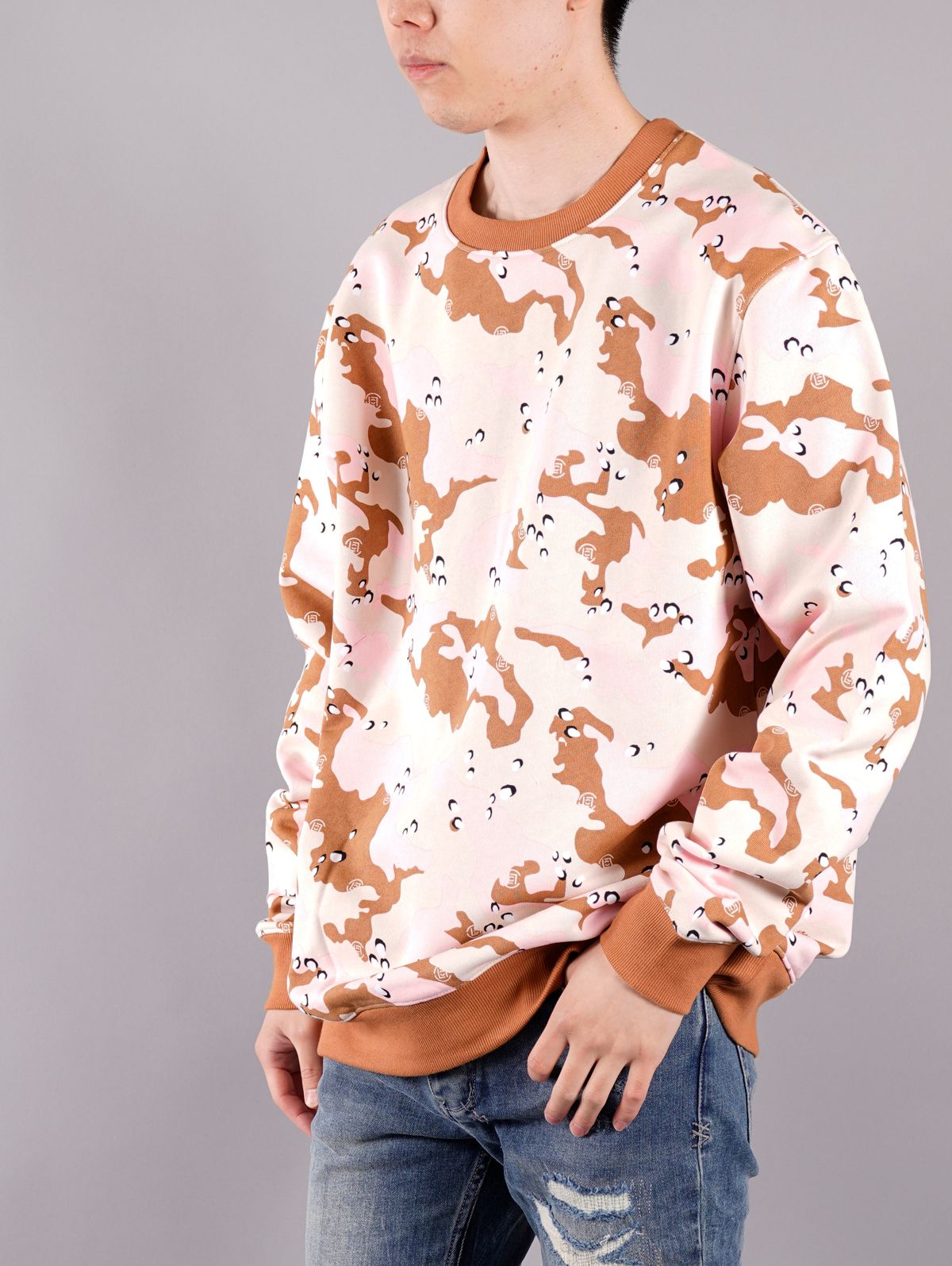 ラスト1点 / ICE-CREAM CAMO CREWNECK SWEAT / アイスクリーム カモ クルーネック スウェット (カーキ)