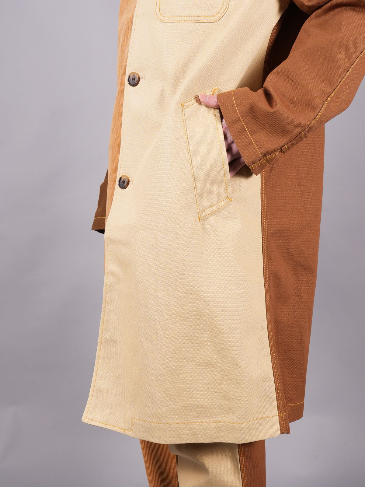 MARNI - MARNI X CARHARTT WIP - BROWN COLOUR-BLOCK COAT 