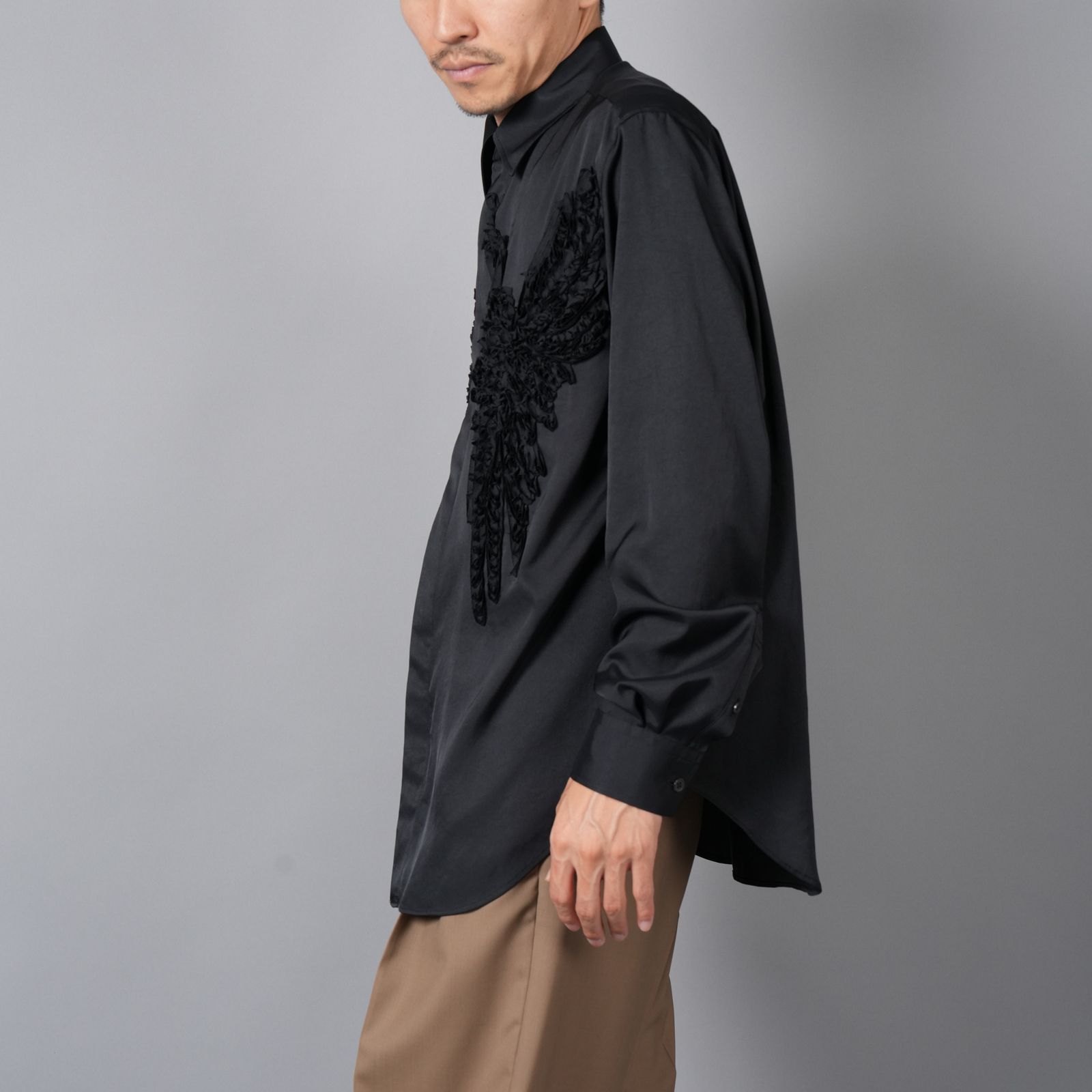 実物写真あり ブラック エンフォルド PETAL HEM T-SHIRTS TAAKK - 【ラスト1点】BIRD EMBROIDERY SHIRTS / バード エン