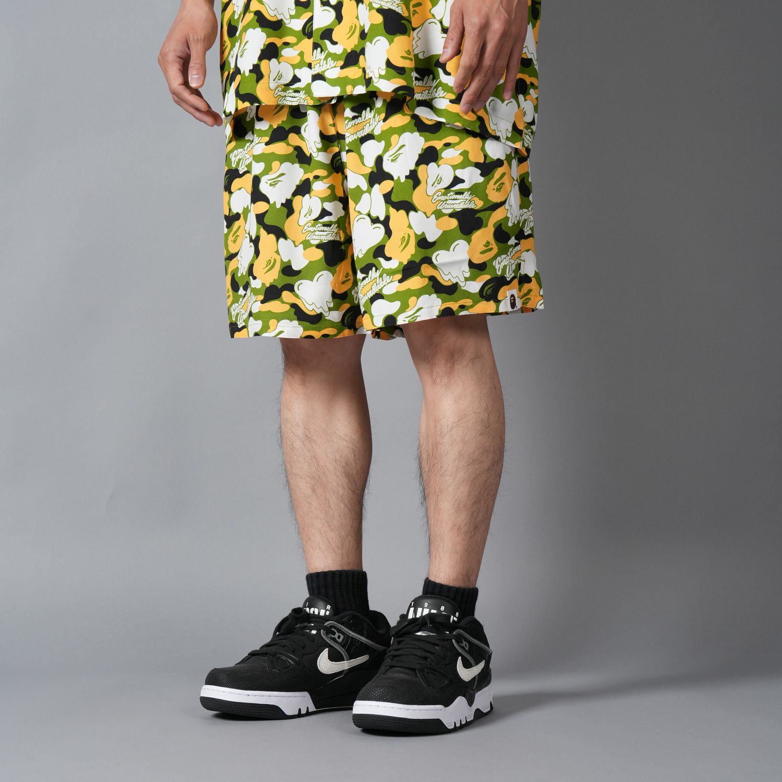 【コラボ】EU-MK8-0000-C05 / EU APE ALOHA SHORTS / GREEN / ショーツ (グリーン)