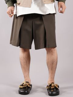 【ラスト1点】KNIT CULOTTES TROUSERS / ニットキュロット トラウザーパンツ / カーキ / メンズ