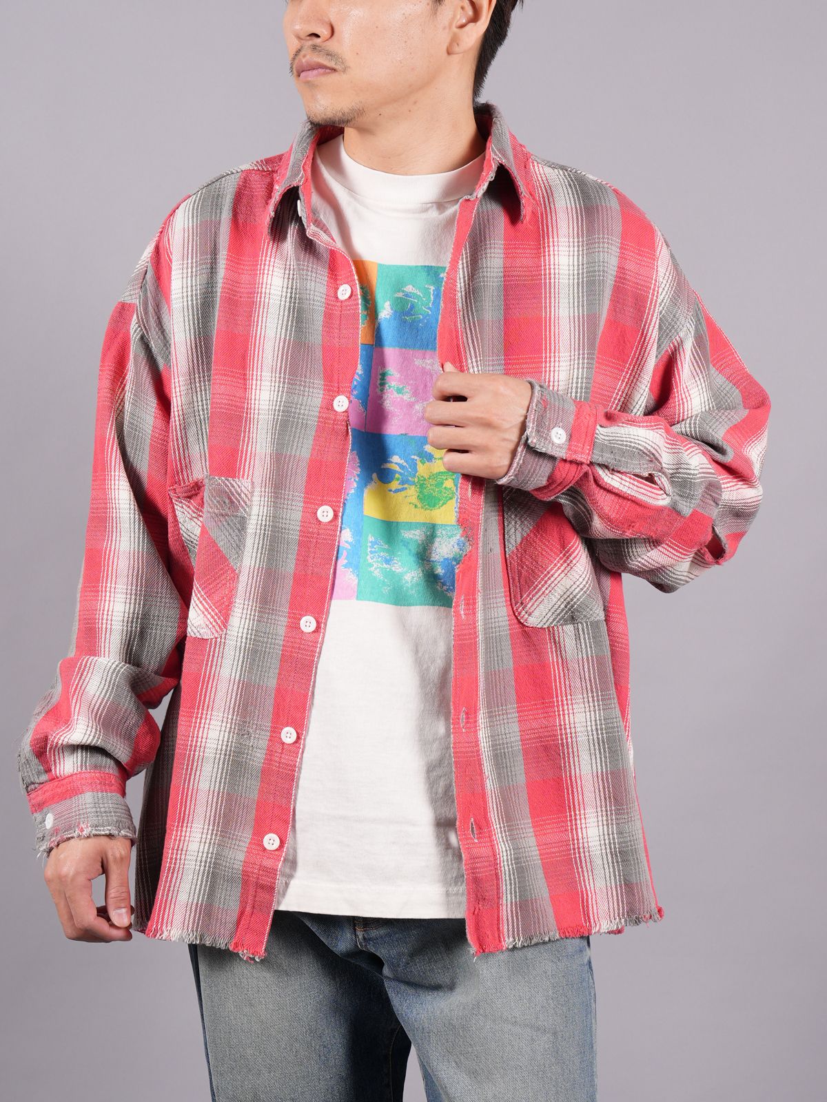 【ラスト1点】【限定品】 SM-S23-0000-088 / SA_FRANNL SHRT / ネルシャツ (レッド)