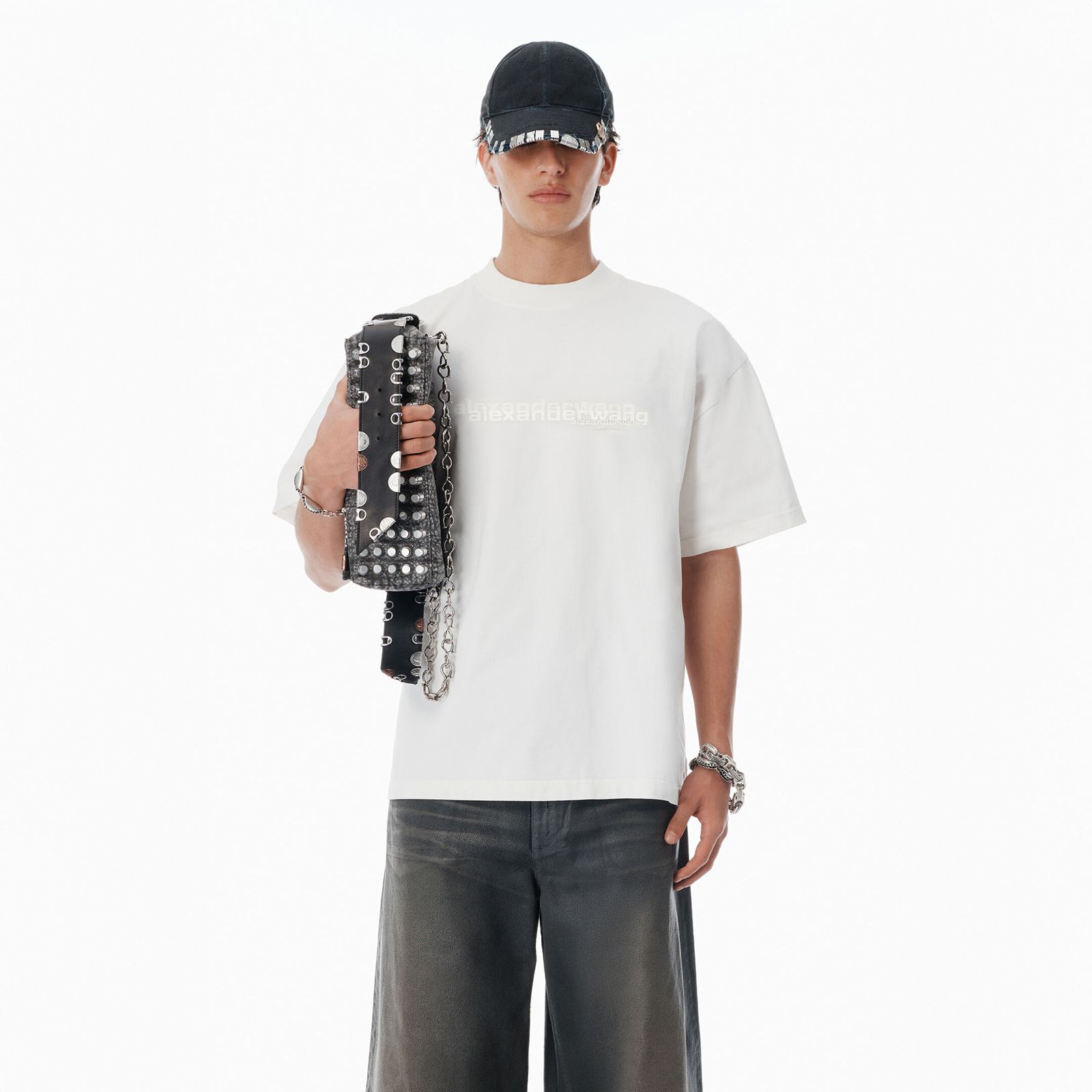 alexander wang - SHORT SLEEVE T-SHIRT / ブラック コットン