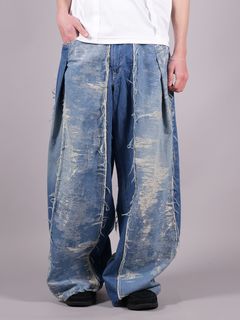 【ラスト1点】 DESIGN WIDE DENIM / デザイン ワイドデニム (ブリーチ)