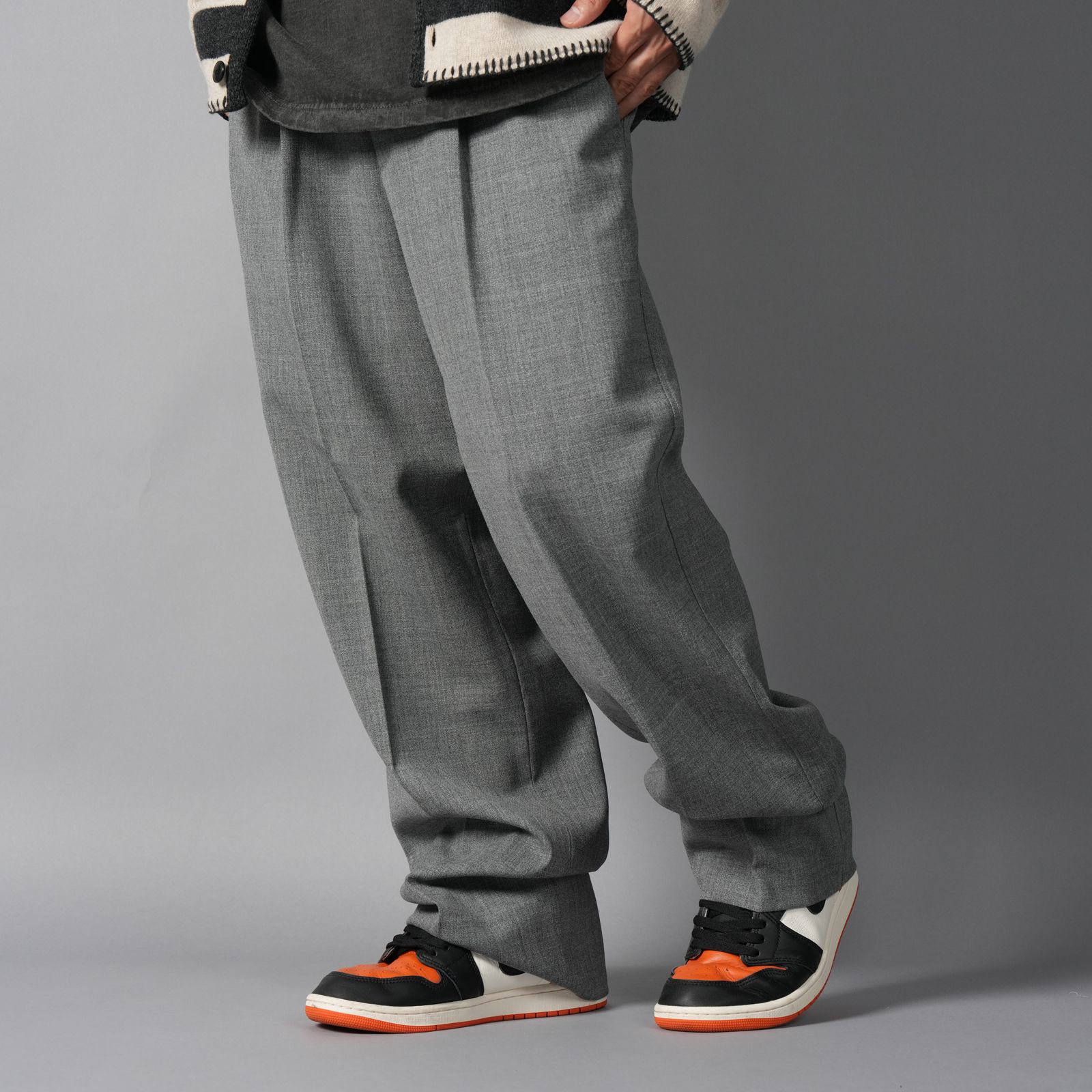 【ラスト1点】One Tuck Slacks / ワンタックスラックス (グレー)