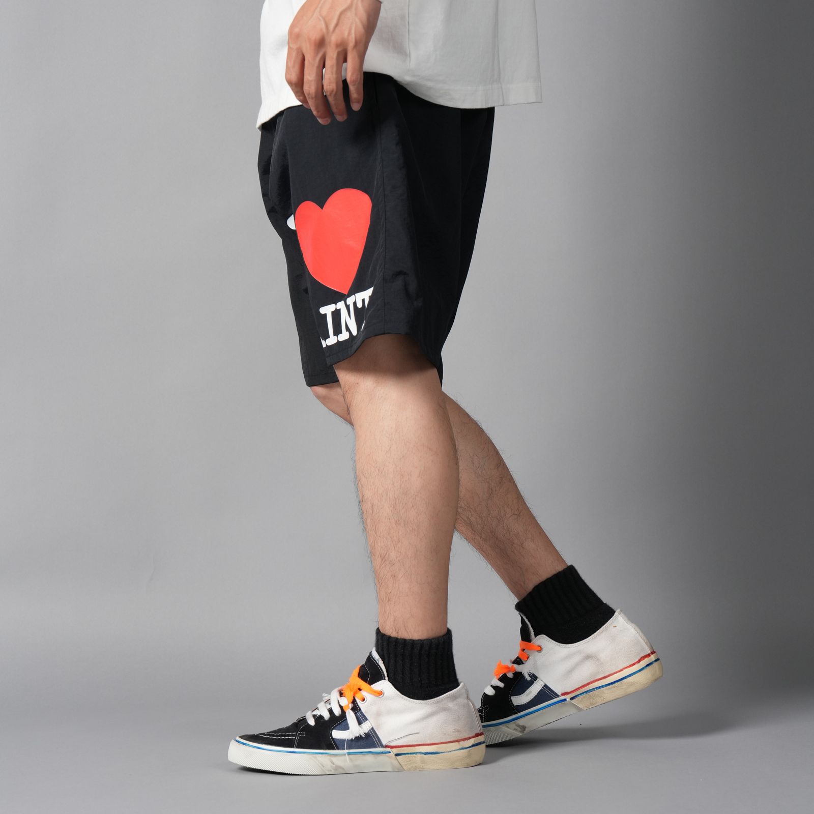 SM-MK8-0000-071 / NYLON SHORTS  / I LOVE SAINT / BLACK / スイムショーツ  (ブラック)