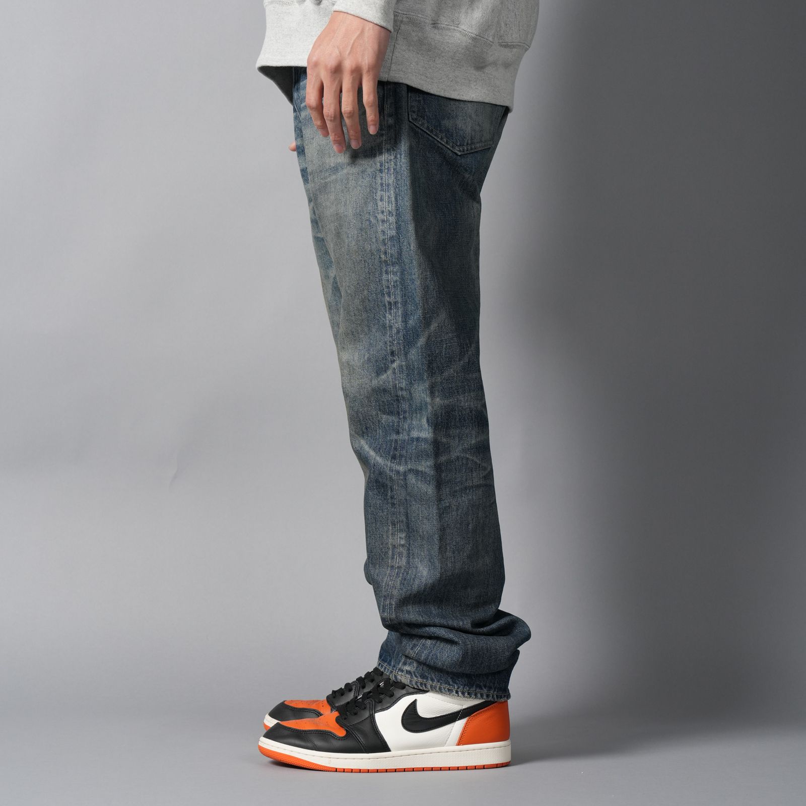 【ラスト1点】【コラボ】SM-HR1-0000-C60 / BB_DENIM PNT / 5PKTS DAMAGE / デニムパンツ (ブルー)