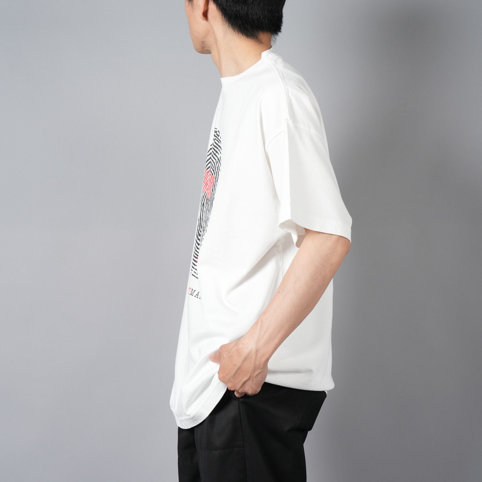 【ラスト1点】[8月10日(土)10時発売!!] PRINTED TEE SHIRTS "FINGER PRINT" / Tシャツ (ホワイト)