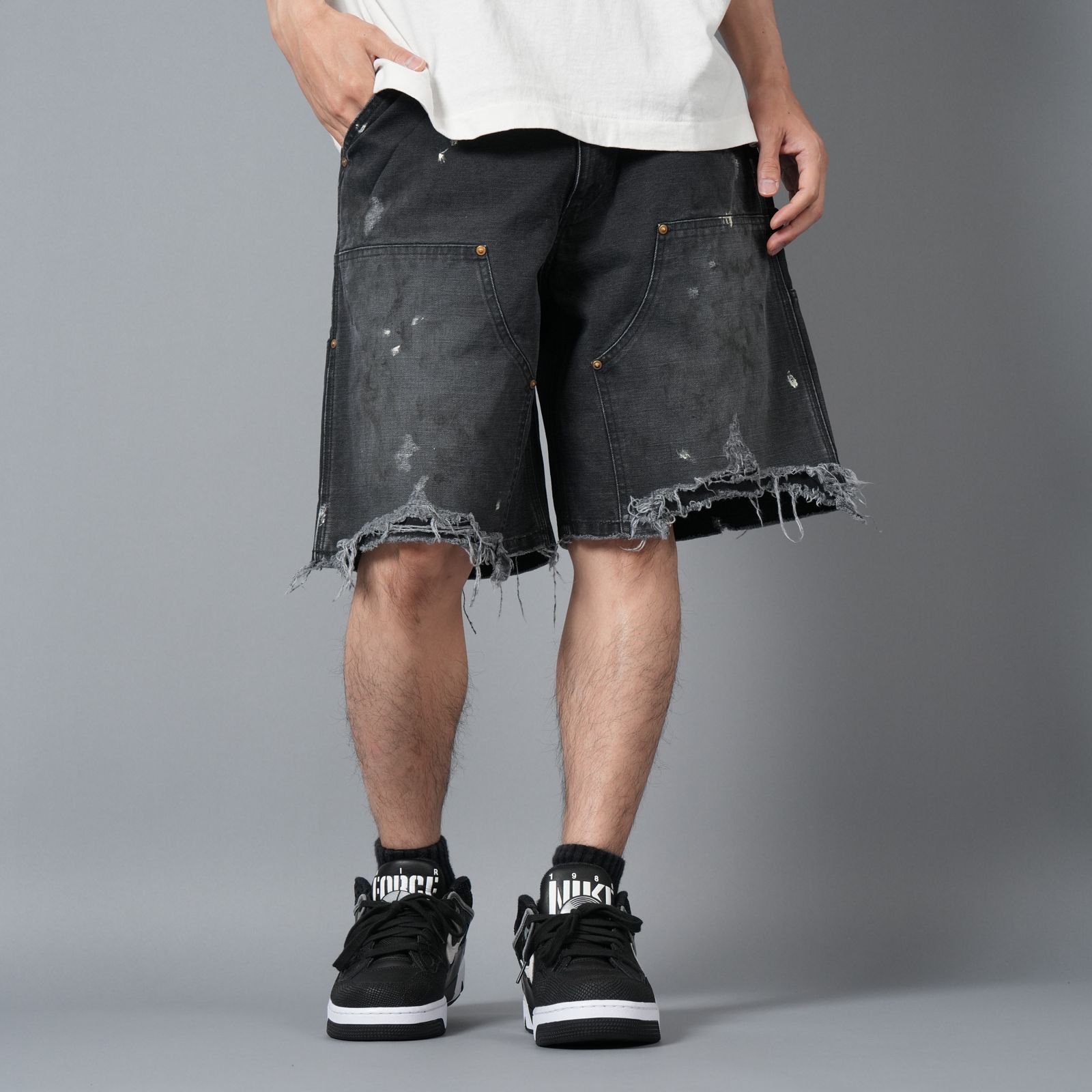 SAINT M×××××× - SM-HR8-0000-071 / DOUBLE KNEE SHORTS / BLACK