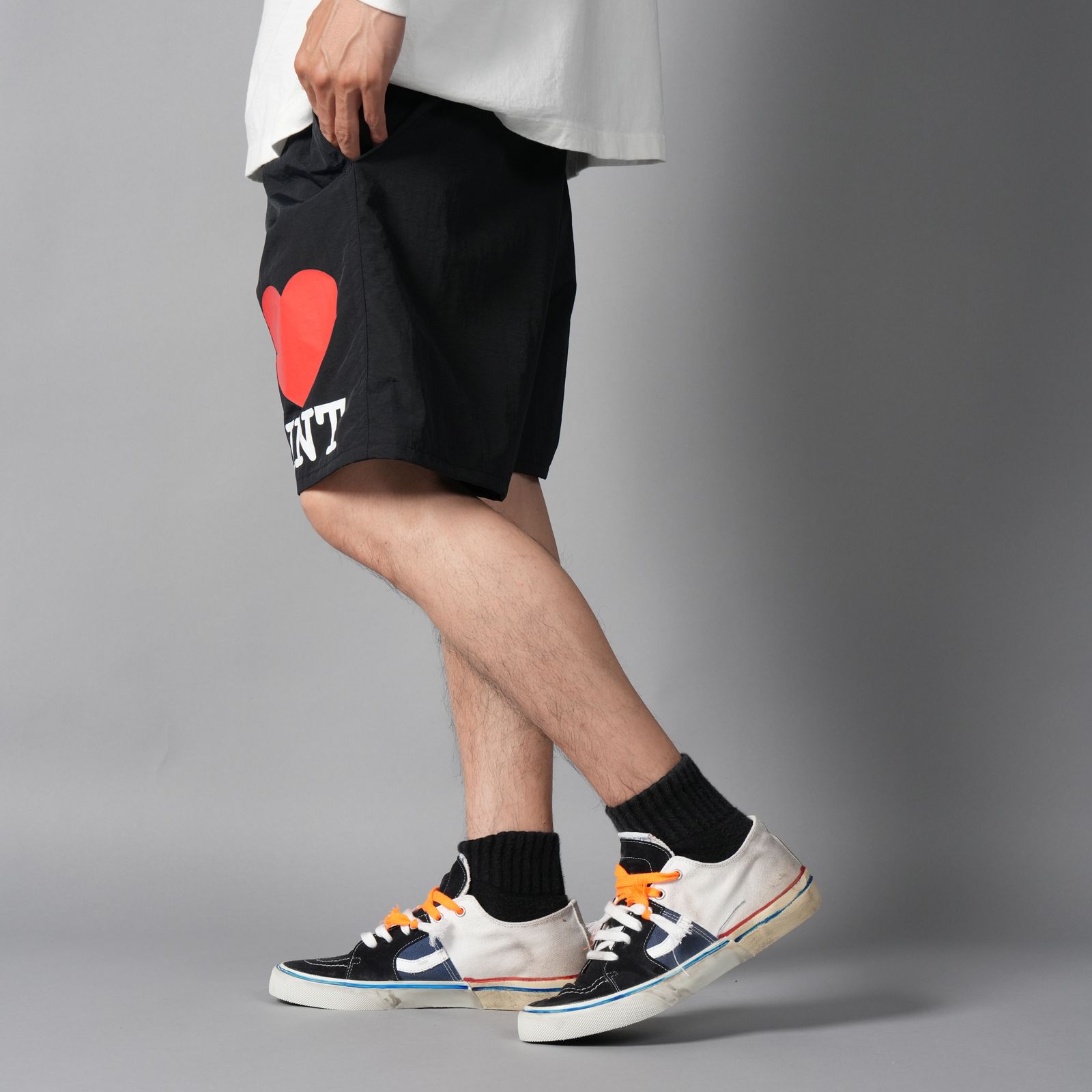 SM-MK8-0000-071 / NYLON SHORTS  / I LOVE SAINT / BLACK / スイムショーツ  (ブラック)