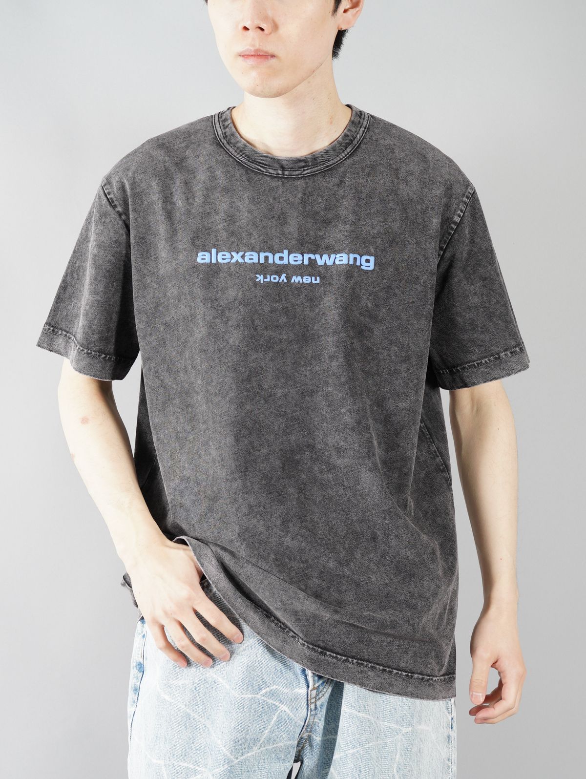 alexander wang - ACID WASHED CLASSIC SPORT SLEEVE TEE W / PUFF