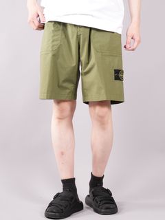 ラスト1点 / STRETCH COTTON TELA 'PARACADUTE'_GARMENT DYED / ハーフパンツ (オリーブグリーン)