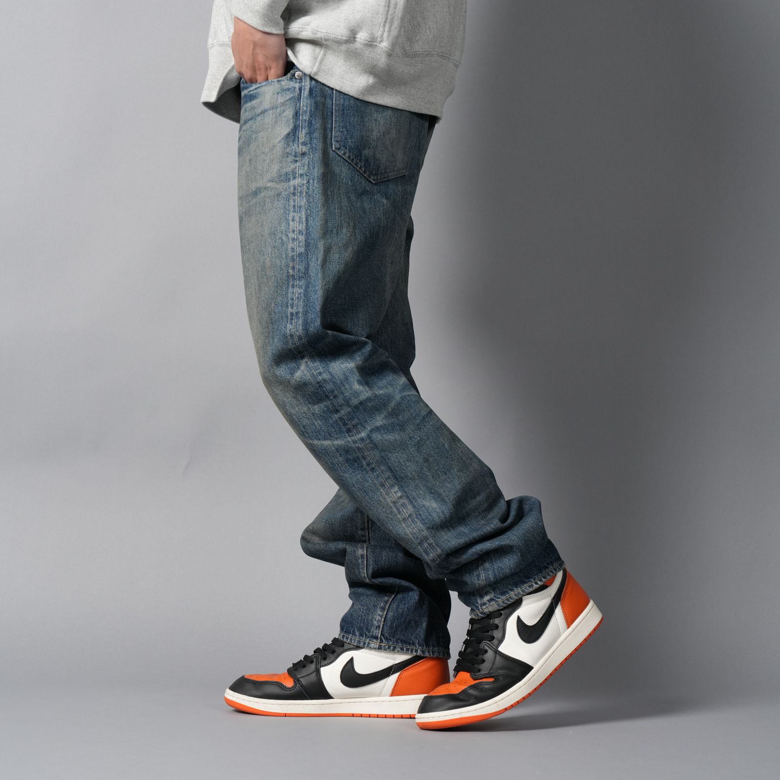 【ラスト1点】【コラボ】SM-HR1-0000-C60 / BB_DENIM PNT / 5PKTS DAMAGE / デニムパンツ (ブルー)