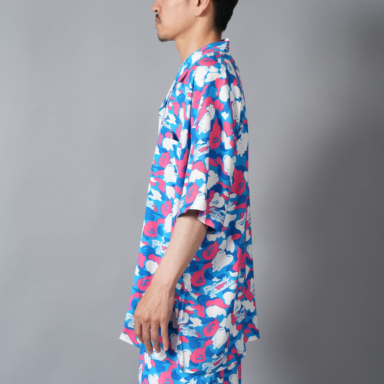 【コラボ】EU-MK8-0000-C03 / EU APE ALOHA SHIRT / BLUE / シャツ (ブルー)
