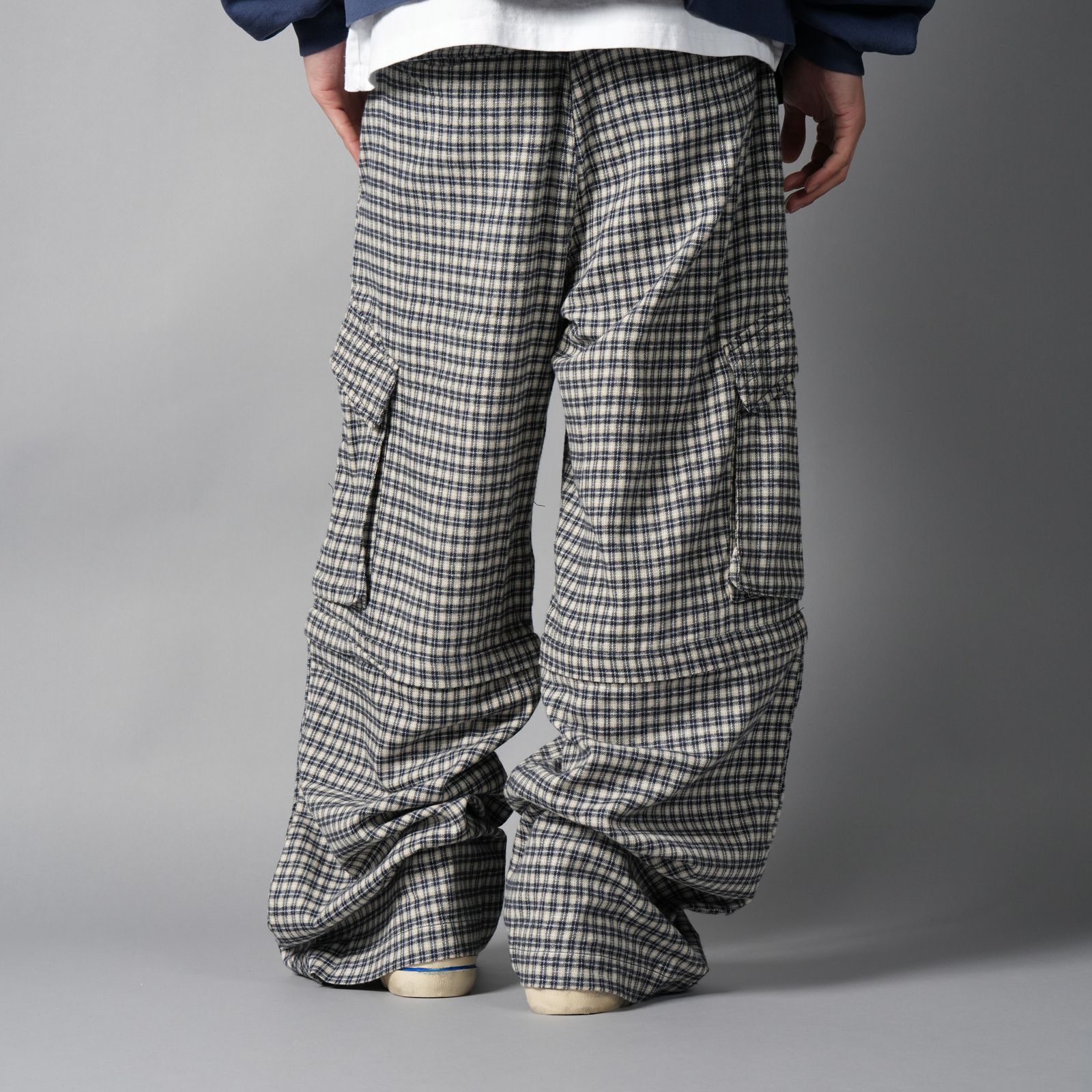 DOLLY, plaid cargos / カーゴパンツ (ブルー/クリーム)