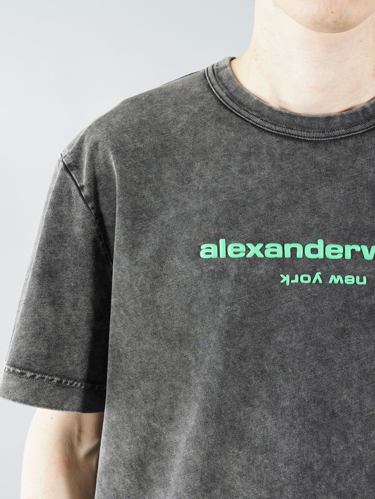 ALEXANDER WANG - ACID WASHED CLASSIC SPORT SLEEVE TEE W / PUFF