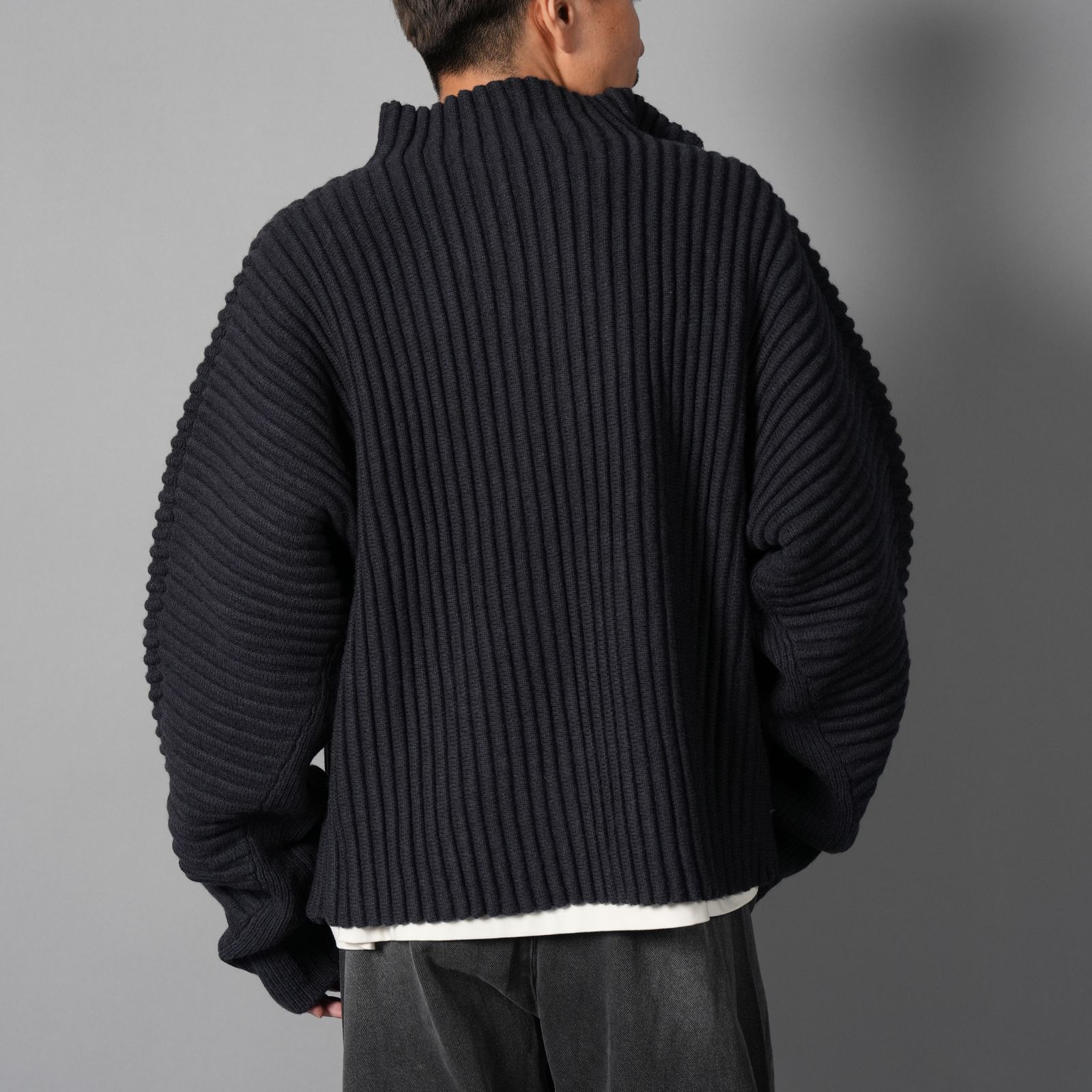 GLOBE RIB KNIT CARDIGAN  / グローブ リブ ニットカーディガン (マリン)