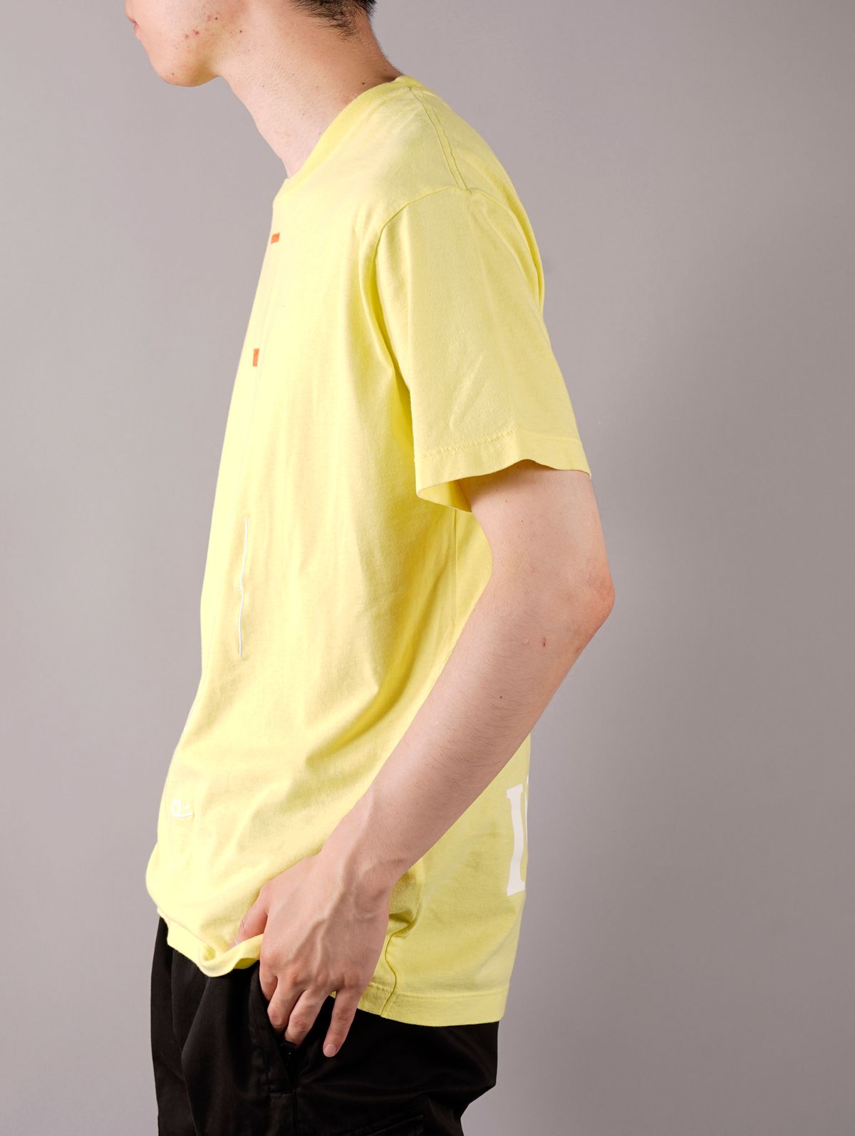 【ラスト1点】COTTON JERSEY 30/1,'OFFSET' PRINT,GARMENT DYED / プリント Tシャツ / イエロー / ガーメントダイ [72152NS90]