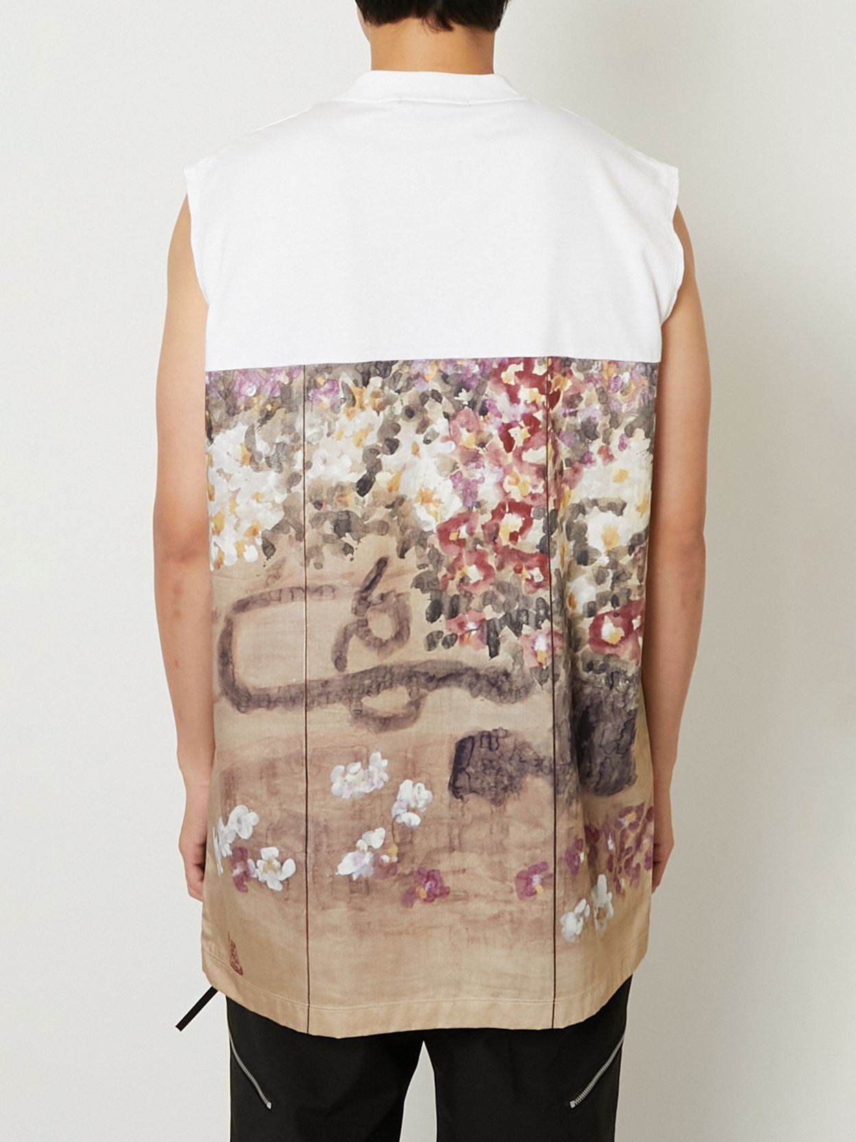 【ラスト1点】CREW NECK  NO SLEEVE PATCHED T / クルーネック ノースリーブ パッチド Tシャツ  (ホワイト)