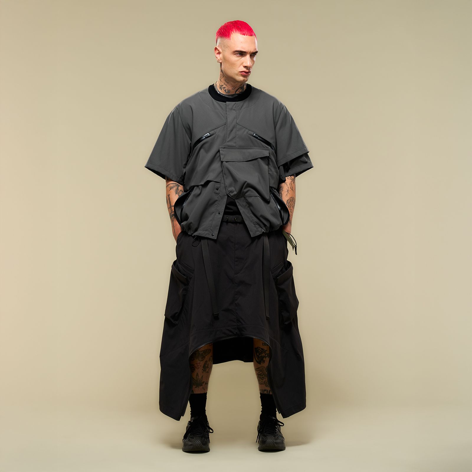 【残りわずか】V1A-M / NYLON STRETCH INTERROPS VEST / ベスト [ワイドフィット] (グレー)