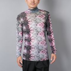 【ラスト1点】TIE DYE TULLE T / HIGH NECK T-SHIRT / タイダイ チュールT ハイネックTシャツ (ピンク)